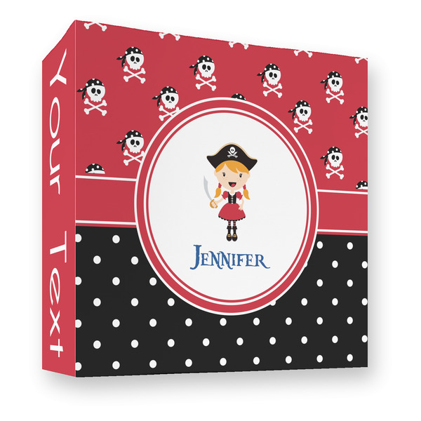 Custom Girl's Pirate & Dots 3 Ring Binder - Full Wrap - 3" (Personalized)