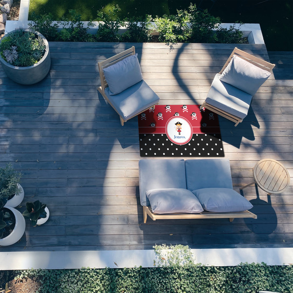 Girl's Pirate & Dots 3'x5' Patio Rug - In Context