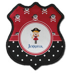 Girl's Pirate & Dots Iron On Shield Patch C w/ Name or Text