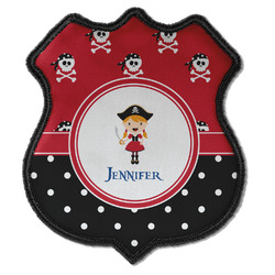 Girl's Pirate & Dots Iron On Shield Patch C w/ Name or Text