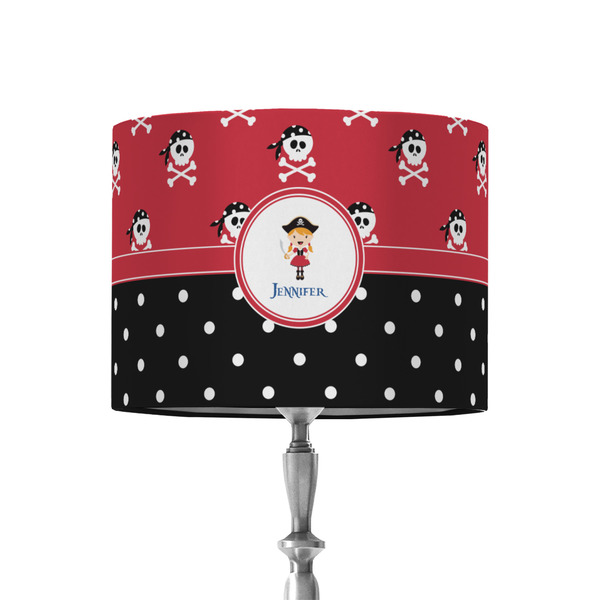 Custom Girl's Pirate & Dots 8" Drum Lamp Shade - Fabric (Personalized)