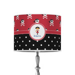 Girl's Pirate & Dots 8" Drum Lamp Shade - Poly-film (Personalized)