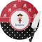 Girl's Pirate & Dots Round Glass Cutting Board - Small (Personalized)