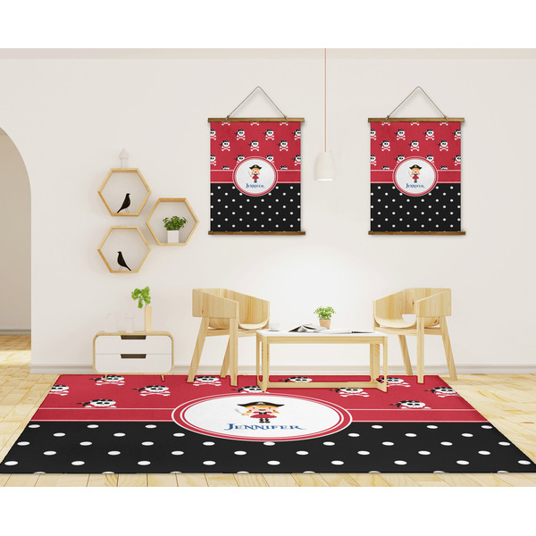 Girl's Pirate & Dots 8'x10' Indoor Area Rugs - IN CONTEXT