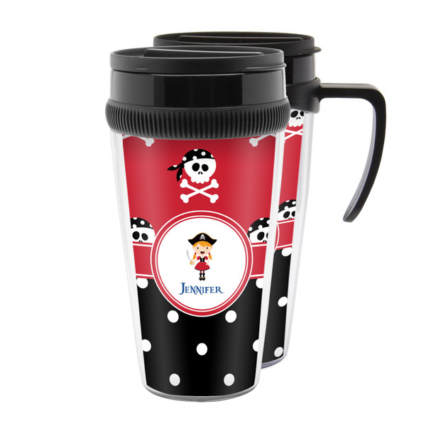 Custom Girl's Pirate & Dots Acrylic Travel Mug (Personalized)