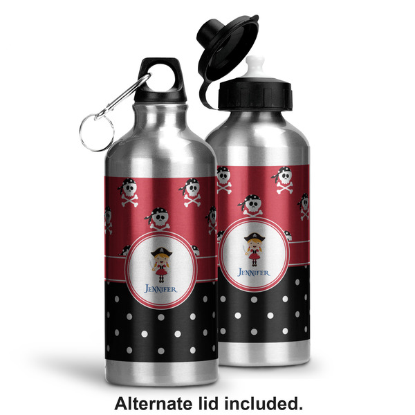 Girl's Pirate & Dots Aluminum Water Bottle - Alternate lid options