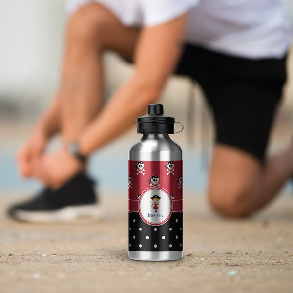 Girl's Pirate & Dots Aluminum Water Bottle - Silver LIFESTYLE