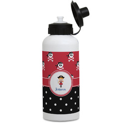 Girl's Pirate & Dots Water Bottles - Aluminum - 20 oz - White (Personalized)