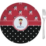 Girl's Pirate & Dots Glass Appetizer / Dessert Plate 8" (Personalized)