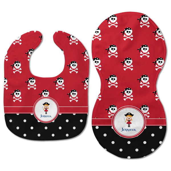 Girl's Pirate & Dots Baby Bib & Burp Set - Approval (new bib & burp)