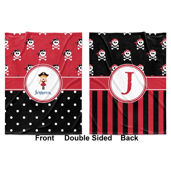 Girl's Pirate & Dots Baby Blanket (Double Sided - Printed Front and Back)
