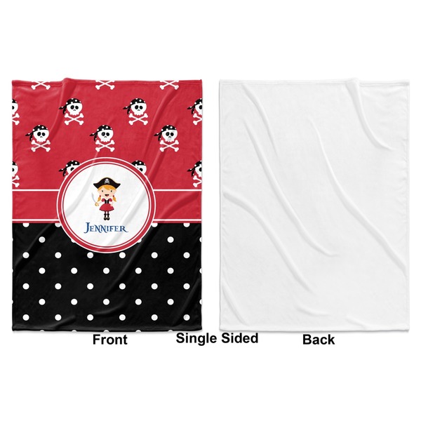 Girl's Pirate & Dots Baby Blanket (Single Side - Printed Front, White Back)