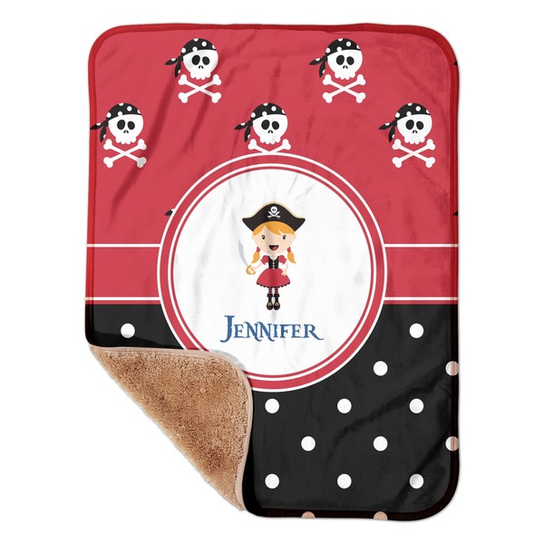 Custom Girl's Pirate & Dots Sherpa Baby Blanket - 30" x 40" w/ Name or Text