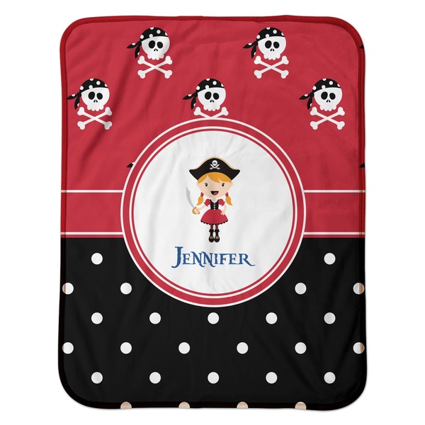 Girl's Pirate & Dots Baby Sherpa Blanket - Flat