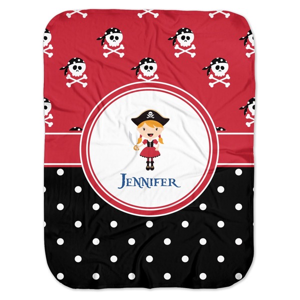 Custom Girl's Pirate & Dots Baby Swaddling Blanket (Personalized)