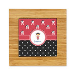 Girl's Pirate & Dots Bamboo Trivet with Ceramic Tile Insert (Personalized)