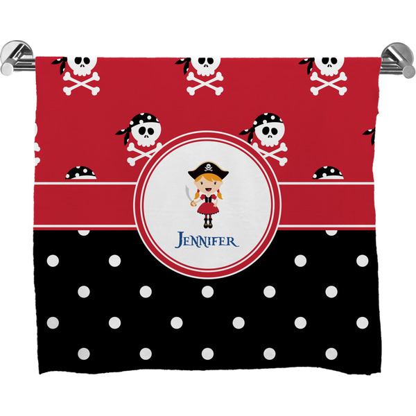 Custom Girl's Pirate & Dots Bath Towel (Personalized)