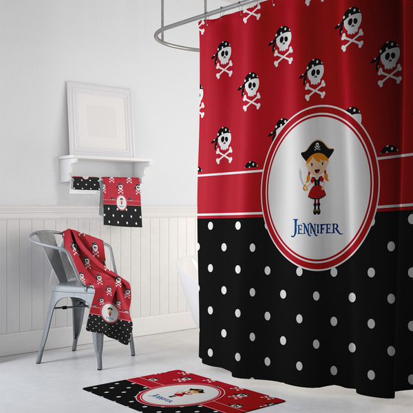 Girl's Pirate & Dots Bath Towel Sets - 3-piece - In Context