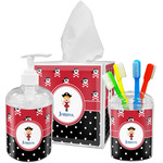 Girl's Pirate & Dots Acrylic Bathroom Accessories Set w/ Name or Text