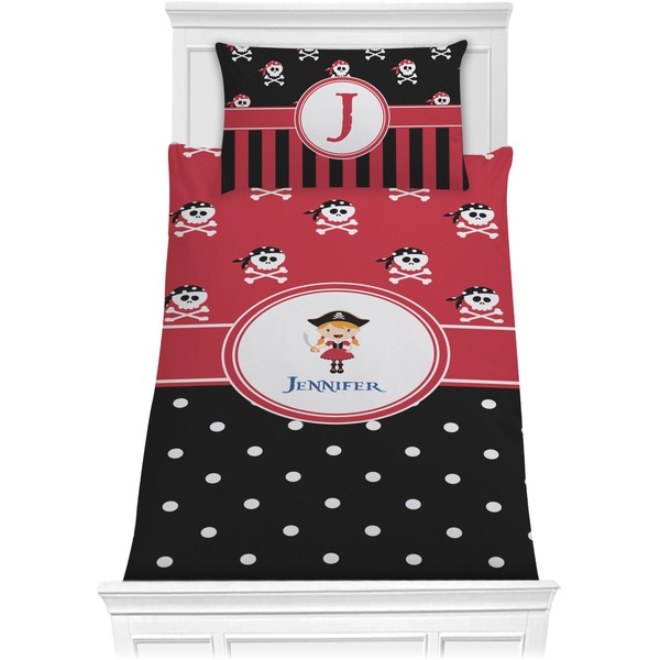 Custom Girl's Pirate & Dots Comforter Set - Twin (Personalized)