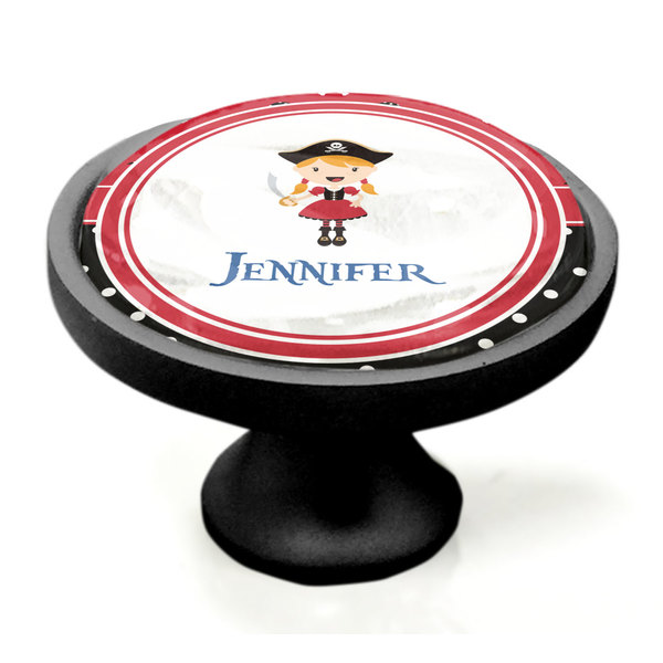 Girl's Pirate & Dots Black Custom Cabinet Knob (Side)
