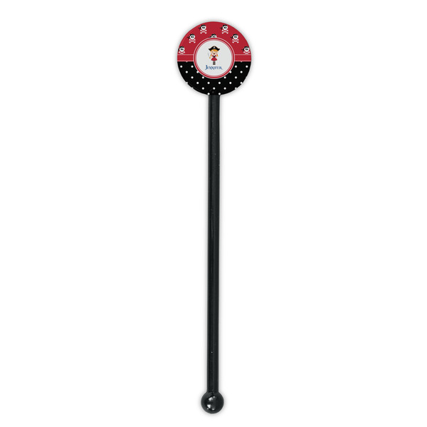 Girl's Pirate & Dots Black Plastic 5.5" Stir Stick - Round - Single Stick