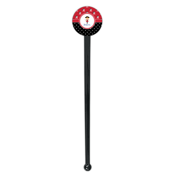 Girl's Pirate & Dots Black Plastic 7" Stir Stick - Round - Single Stick