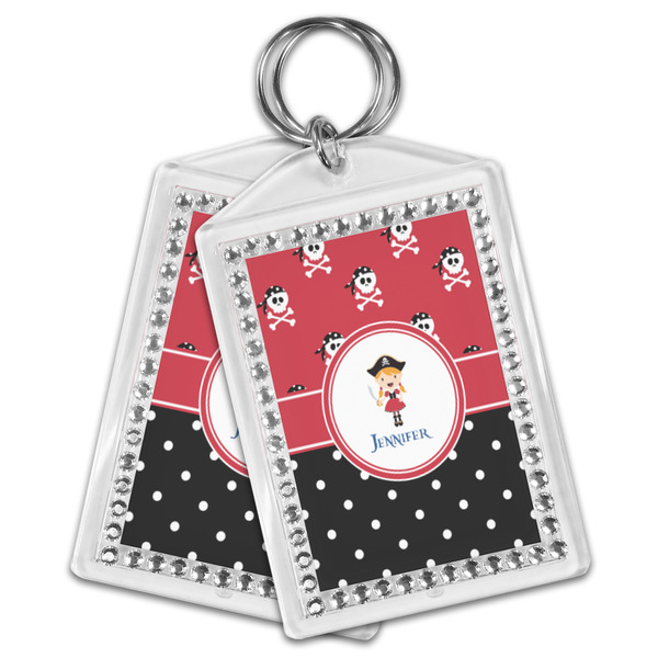 Girl's Pirate & Dots Bling Keychain - MAIN