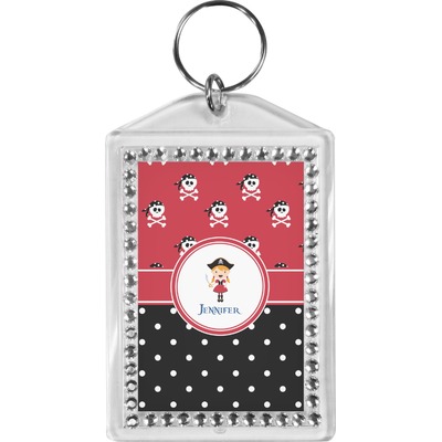 Girl's Pirate & Dots Bling Keychain (Personalized)