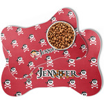 Girl's Pirate & Dots Bone Shaped Dog Food Mat (Personalized)