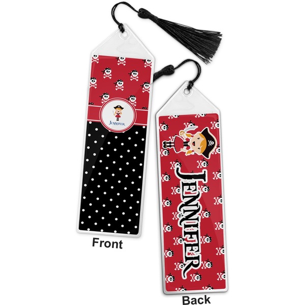 Girl's Pirate & Dots Bookmark with tassel - Front and Back