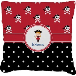 Girl's Pirate & Dots Faux-Linen Throw Pillow 20" (Personalized)