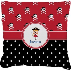 Girl's Pirate & Dots Faux-Linen Throw Pillow 26" (Personalized)