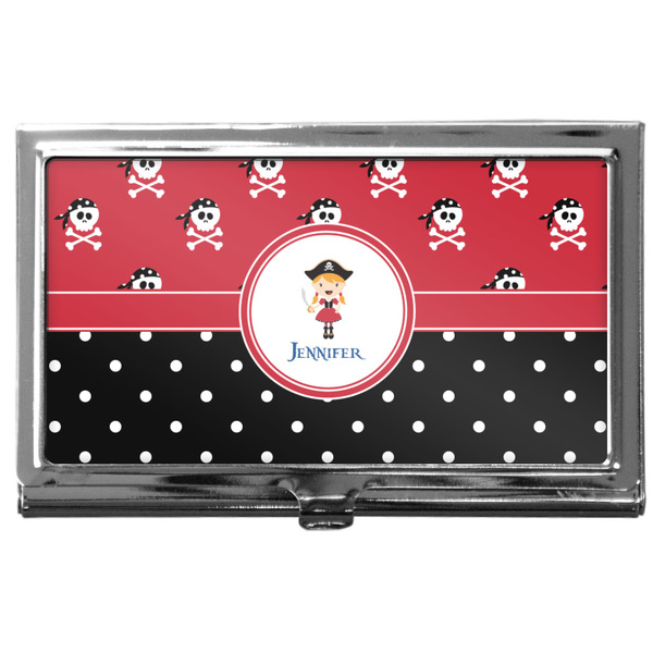 Custom Girl's Pirate & Dots Business Card Case