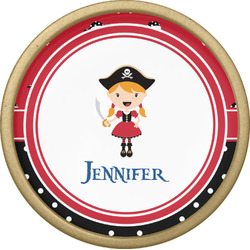 Girl's Pirate & Dots Cabinet Knob - Gold (Personalized)