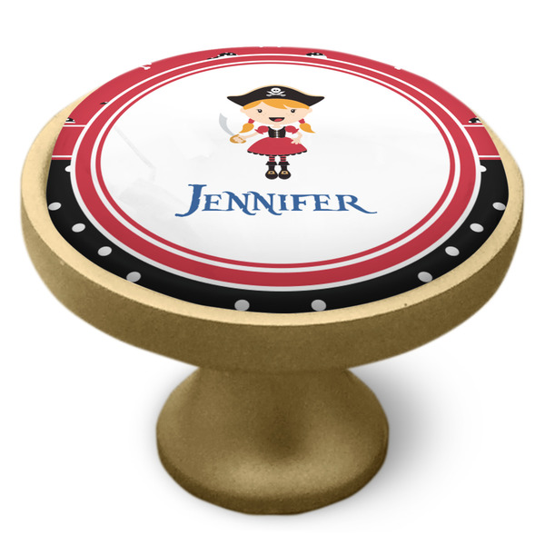 Girl's Pirate & Dots Cabinet Knob - Gold - Side