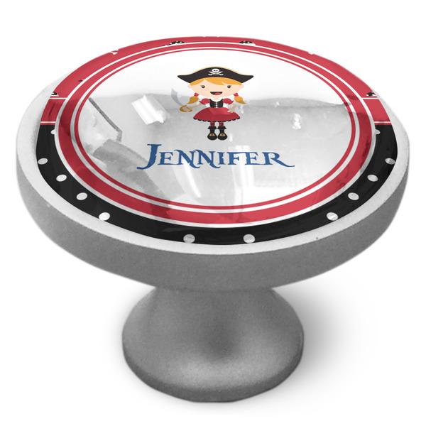 Girl's Pirate & Dots Cabinet Knob - Nickel - Side