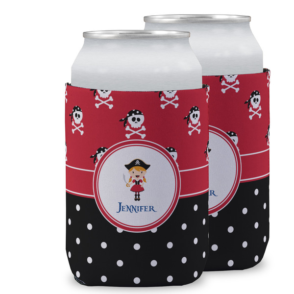 Custom Girl's Pirate & Dots Can Cooler (12 oz) w/ Name or Text