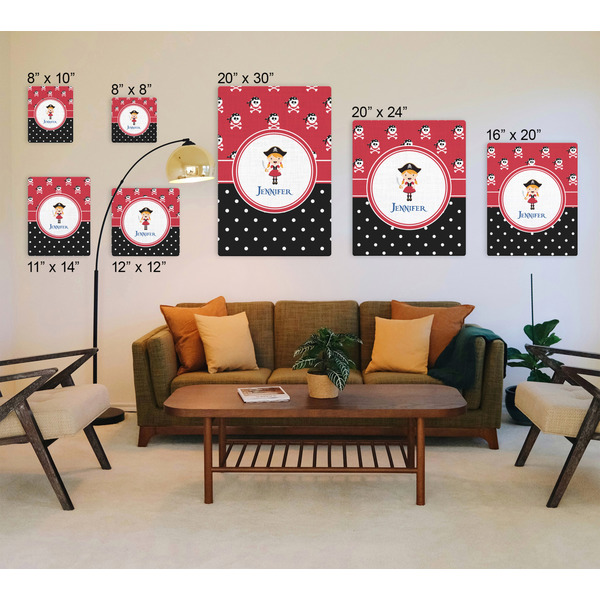 Girl's Pirate & Dots Canvas Prints - Multiple Sizes