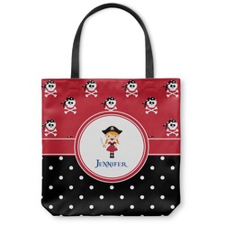 Girl's Pirate & Dots Canvas Tote Bag (Personalized)