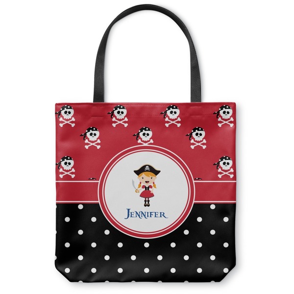 Custom Girl's Pirate & Dots Canvas Tote Bag (Personalized)