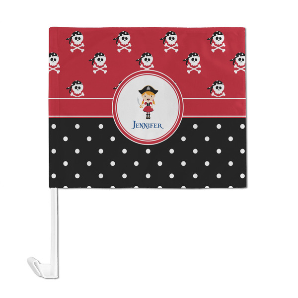 Girl's Pirate & Dots Car Flag - Large - FRONT