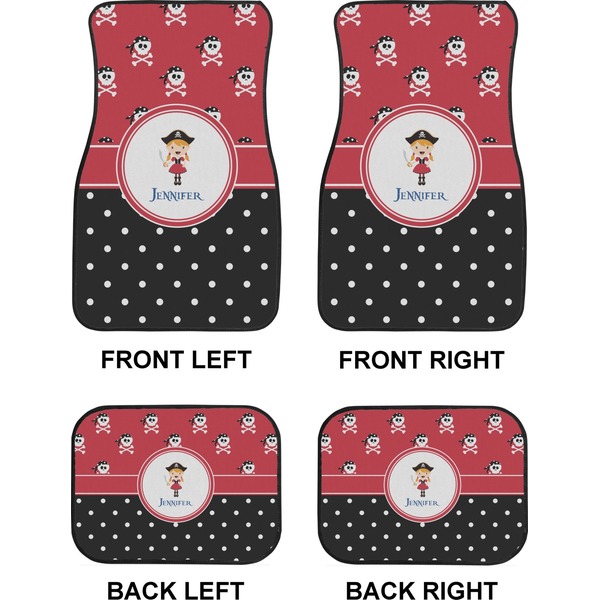 Girl's Pirate & Dots Car Floor Mats Set (2F + 2B)