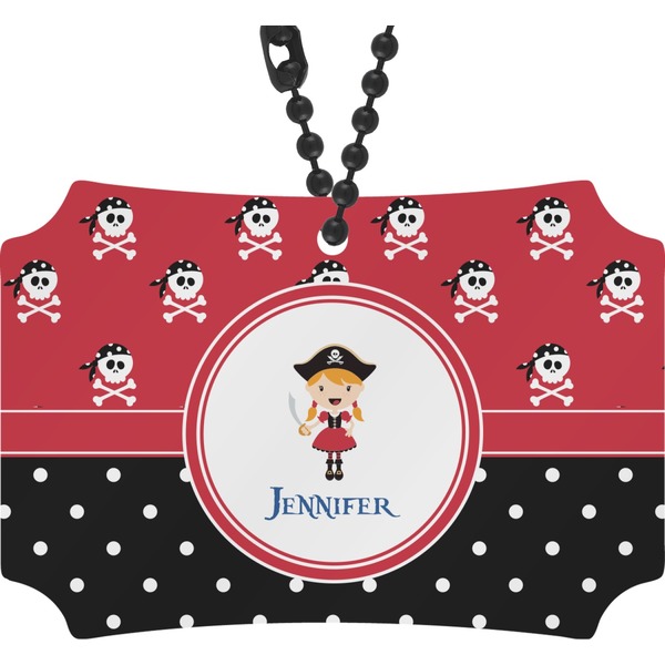 Custom Girl's Pirate & Dots Rear View Mirror Ornament (Personalized)