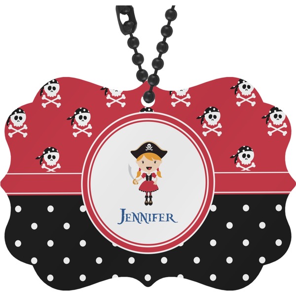 Custom Girl's Pirate & Dots Rear View Mirror Decor (Personalized)