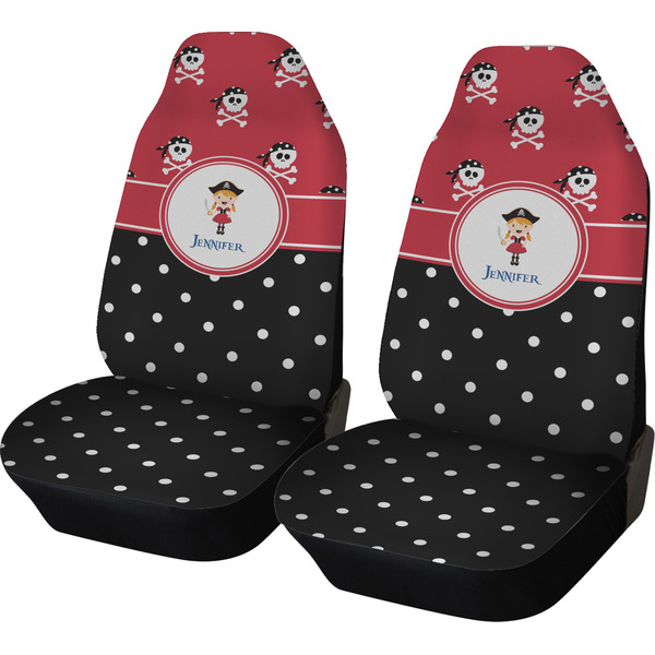 Custom Girl's Pirate & Dots Car Seat Covers (Set of Two) (Personalized)