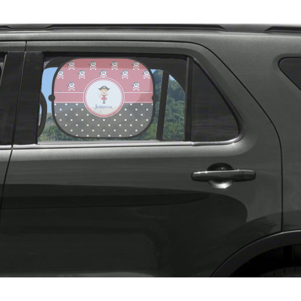 Girl's Pirate & Dots Car Sun Shade Black - In Car Window