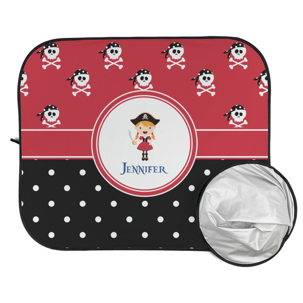 Girl's Pirate & Dots Car Sun Shades - FOLDED & UNFOLDED