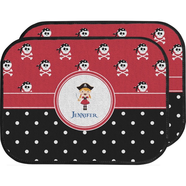 Custom Girl's Pirate & Dots Car Floor Mats (Back Seat) (Personalized)