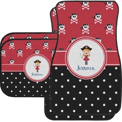 Girl's Pirate & Dots Car Floor Mats Set - 2 Front & 2 Back (Personalized)